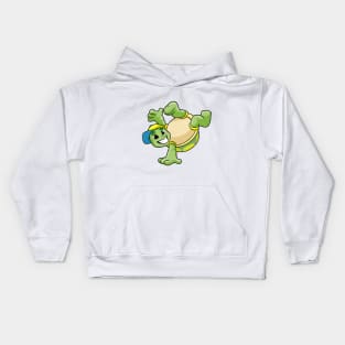 Turtle as dancer at break dance with a cap Kids Hoodie